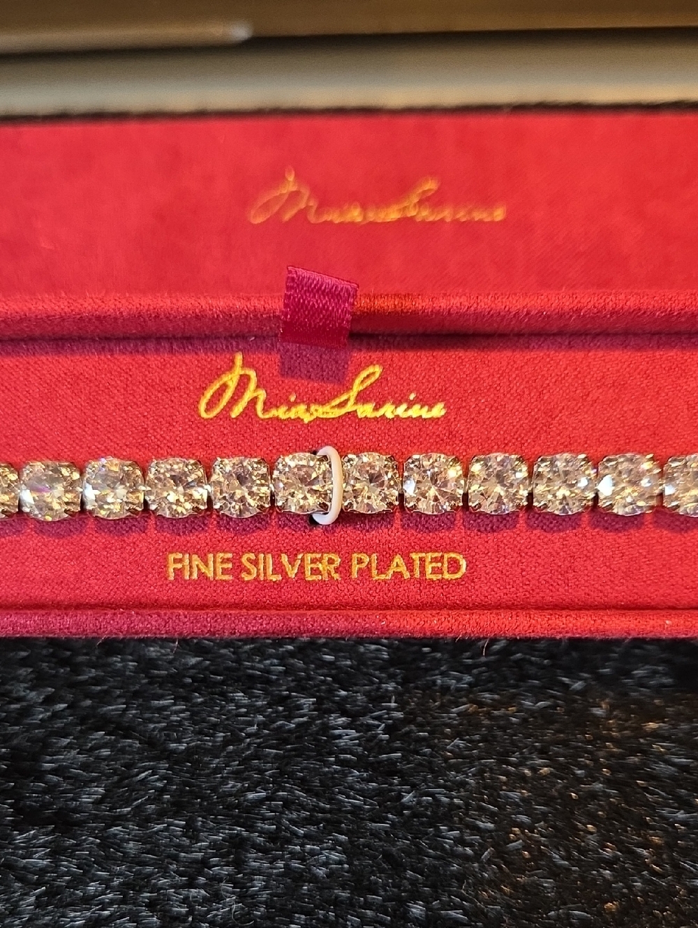 Crystal Tennis Bracelet - Fine Silver Plated 7 Inches